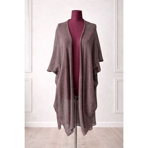 AYA Duster Kimono Swim Coverup Lagenlook Boho Open Front Plum Mauve Purple One S
